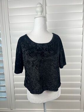 Secret Treasures Black crushed velvet boxy crop top size large Goth whymstical